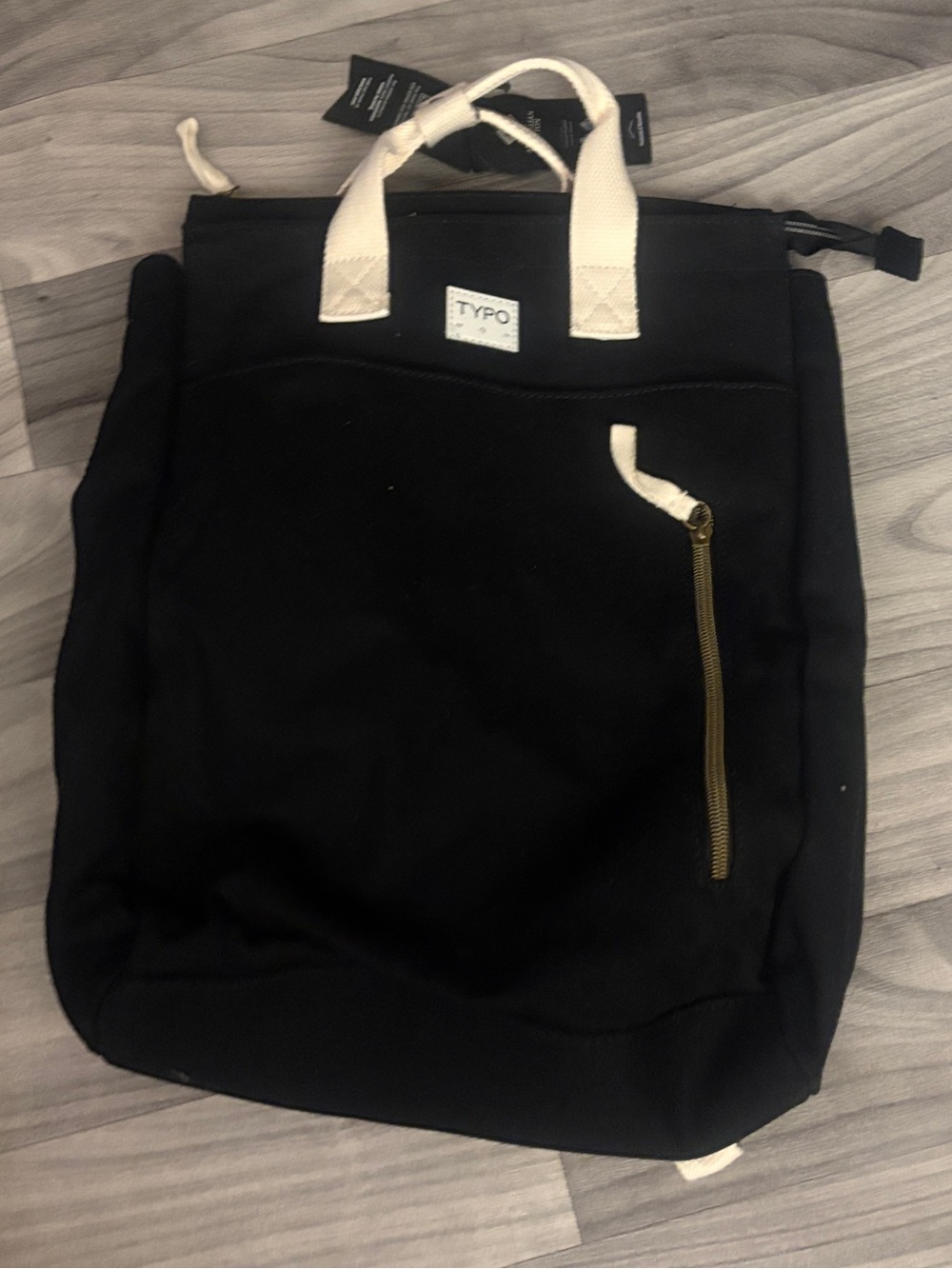 Typo Black Canvas Men’s Tote Backpack